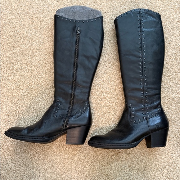 Born Kamryn Black Leather Knee-High Boots - Picture 7 of 10